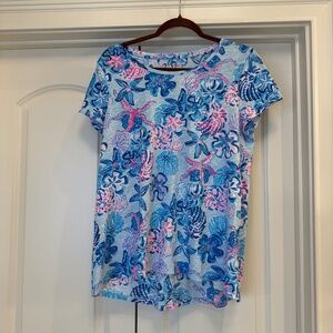 🌴 Lilly Pulitzer Etta Scoop Neck Top | Multi Bahamas Beachcomber | Sz L